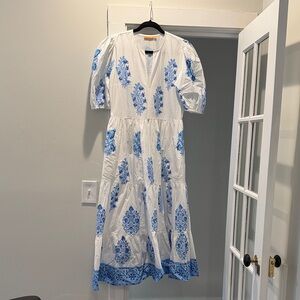 Oliphant Puff Sleeve Maxi Dress- Laguna Blue